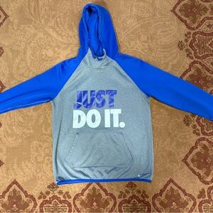 Nike Blue and Gray 'Just Do It' Hoodie